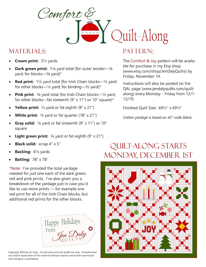 Comfort & Joy Quilt Pattern PDF by Jen Daly Quilts image 8