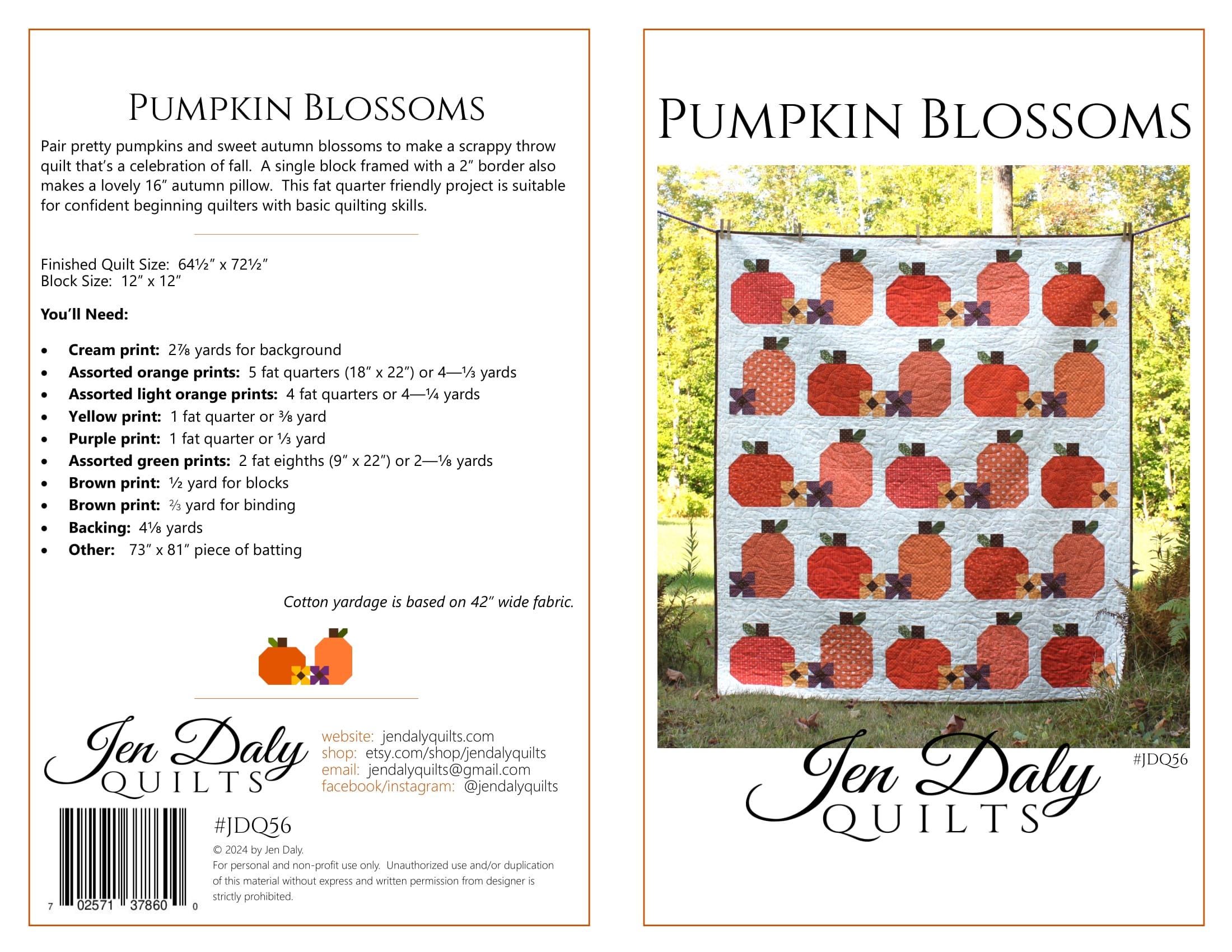 Pumpkin Blossoms Quilt Pattern PDF by Jen Daly Quilts - Etsy