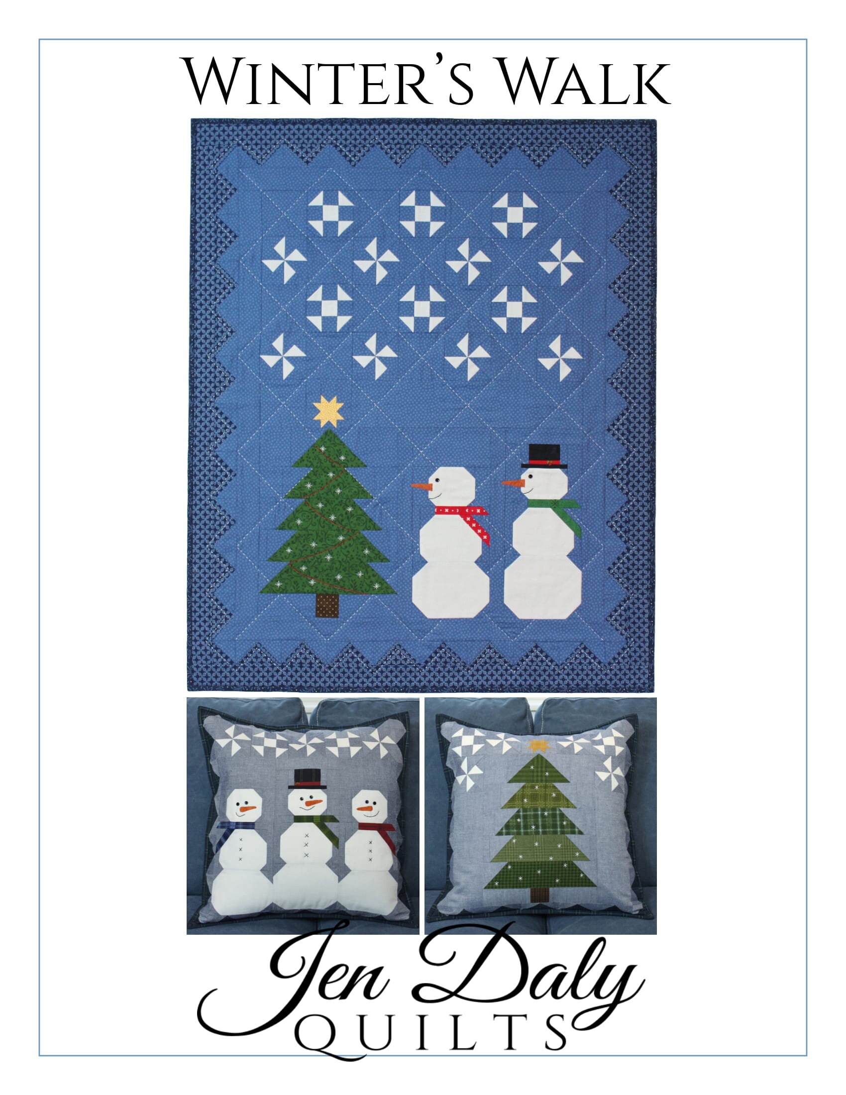 Winter's Walk Wall Hanging and Pillows Quilt Pattern PDF by Jen Daly ...