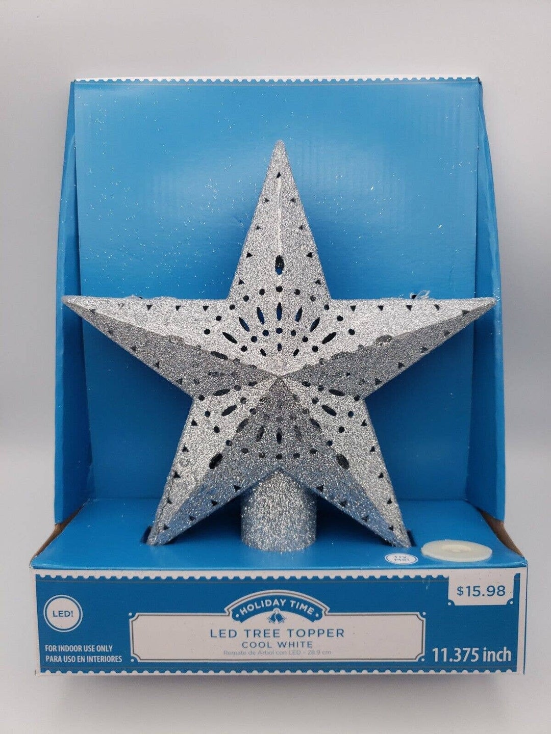 Holiday Time 11inch LED Tree Topper, Cool White, Indoor Use Only Etsy