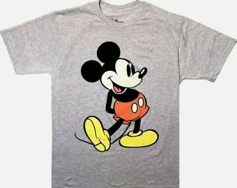 Disney Men's Giant Mickey Mouse Gray Graphic T-Shirt Charcoal Snow Heather Small