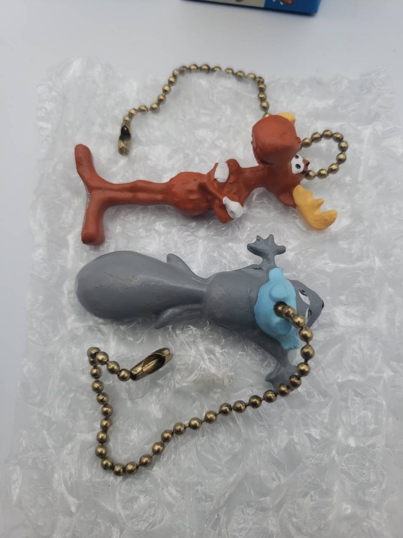 Rocky and Bullwinkle Ceiling Fan Light Pull Chain Set New Vintage Old ...