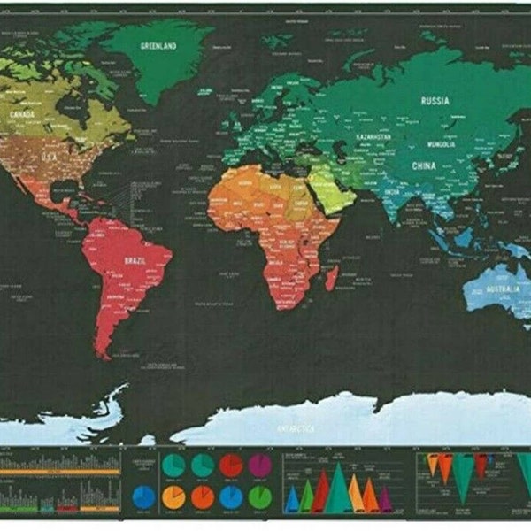 Deluxe Travel Edition Scratch Off World Map Poster Personalized Journal Log