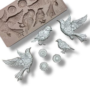 New! ReDesign with Prima Molds GEARS OF FLIGHT || Resin Molds Polymer Clay Baking Fondant Chocolate || Silicone Mold Steampunk Birds Cogs