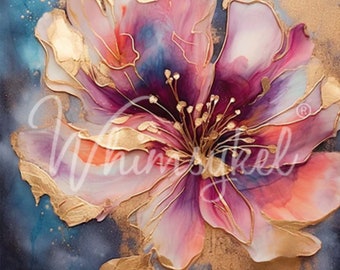 Large Decoupage Paper for Furniture FLORAL METALLIC INK | Designs by Whimsykel | 18 lb Tissue Paper for Decoupage | 21 x 29 Inches