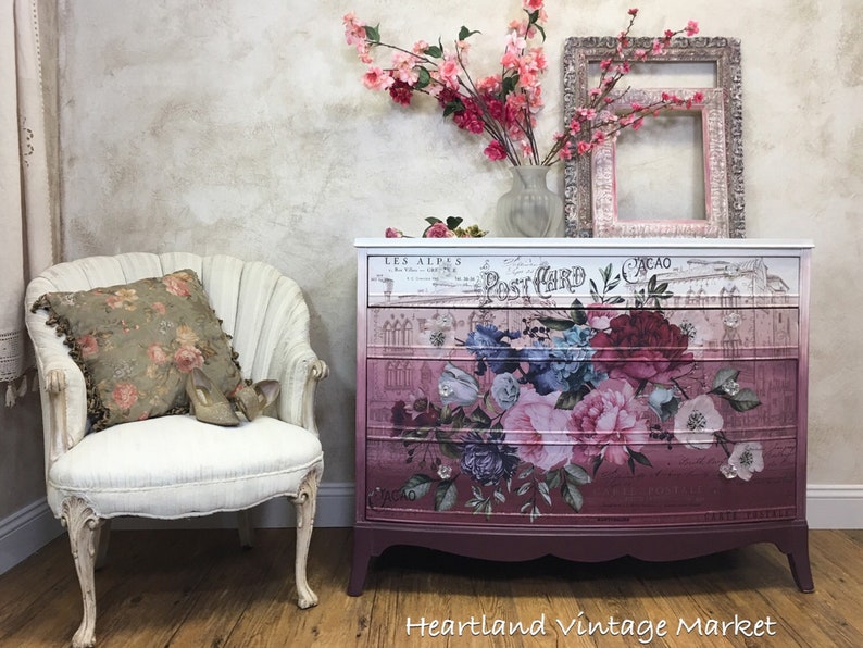 Rub on Transfers for Furniture Redesign With Prima Transfers Etsy