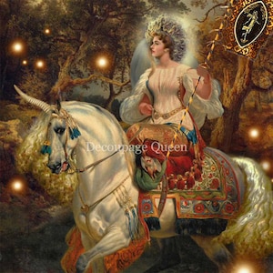 A4 Decoupage Paper YE FAIRIE QUEEN || Decoupage Queen Washi Rice Papers || Fantasy Unicorn Decoupaging Journaling Scrapbooking Card Making