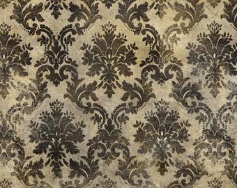 A3 Rice Decoupage Paper for Furniture WEATHERED DAMASK || Decoupage Queen || Dark Damask Pattern