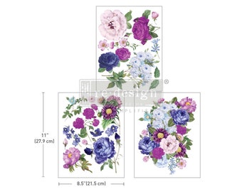 New! Opulent Florals Rub On Transfers for Furniture || ReDesign with Prima || Furniture Decals || Includes 3 Sheets (8.5" x 11" Each)