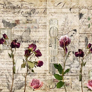 Decoupage Paper for Crafting PRESSED FLOWERS || Size: A3 || Decoupage Queen || Decorative Printed Washi Rice Papers || Vintage Floral
