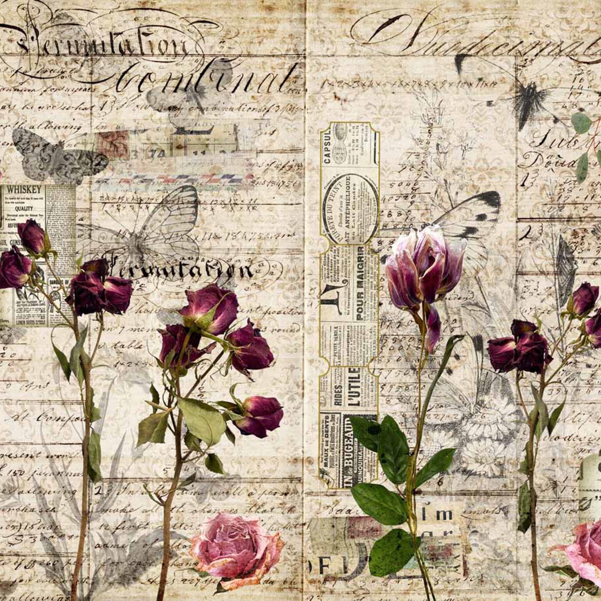 Decoupage Paper for Crafting PRESSED FLOWERS || Size: A3 || Decoupage Queen || Decorative Printed Washi Rice Papers || Vintage Floral
