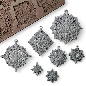 Silicone Mold for Resin DAZZLING ORNATES || ReDesign with Prima Molds || Crafting Polymer Clay Baking Fondant || Christmas Ornaments