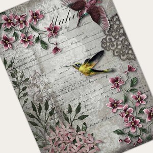 Rice Paper for Decoupage A3 Sticky Mulberry Paper for Decoupage  16.53''X11.69'' Floral Pattern for Decoupage PK 2388 