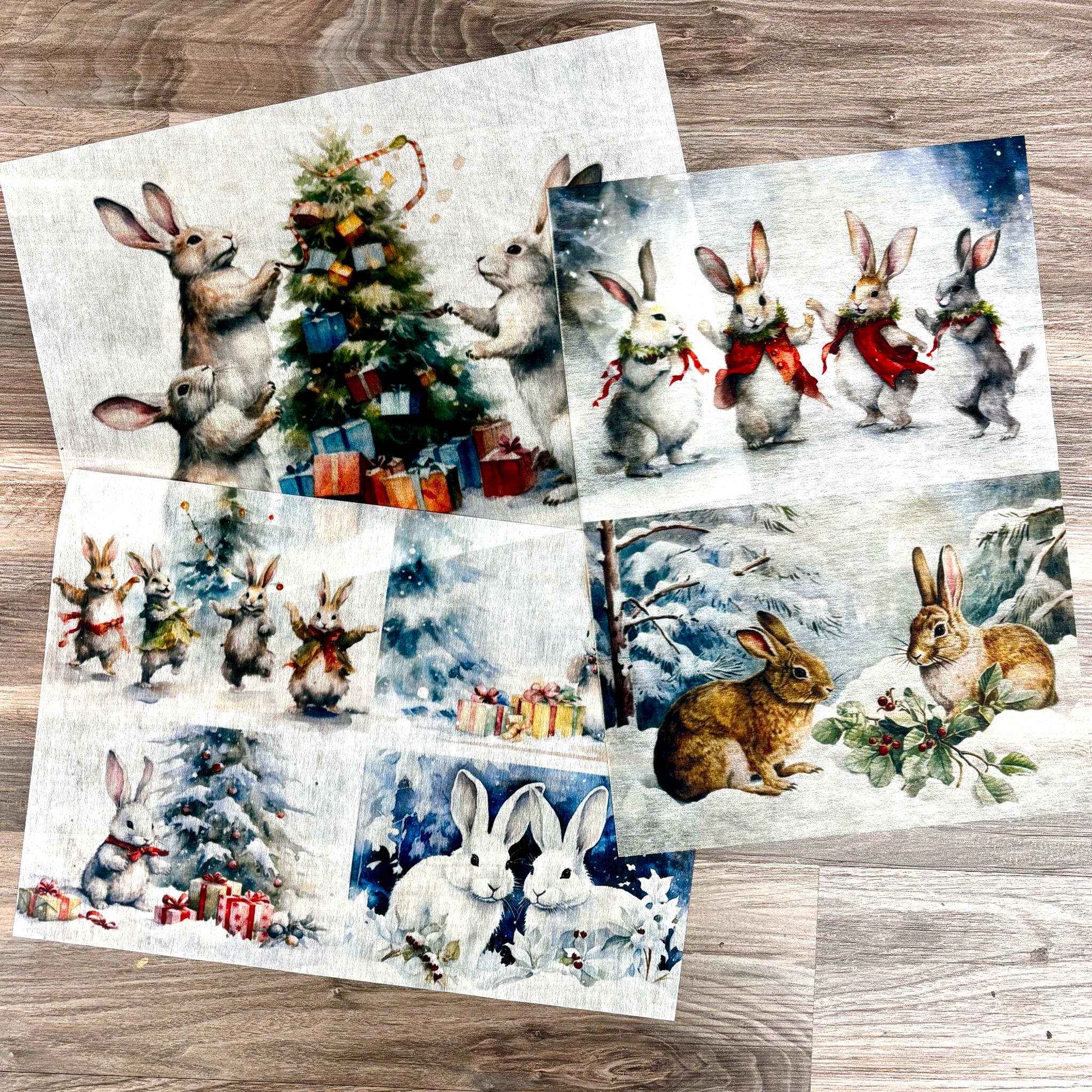 New! ReDesign with Prima A3 Decoupage Papers for Furniture || BUNNY WONDERLAND || Fiber Paper || Decorative Christmas Trees and Bunnies