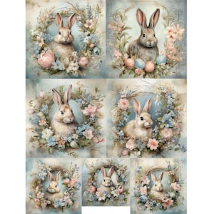 A3 Decoupage Paper for Crafts FRAMED BUNNY PORTRAITS - Calambour Easter Rice Papers