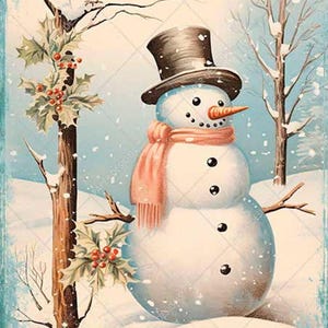A4 Decoupage Paper for Crafting CHRISTMAS SNOWMAN || Decoupage Queen || Decorative Printed Washi Rice Papers || Festive Snowy Winter Scene