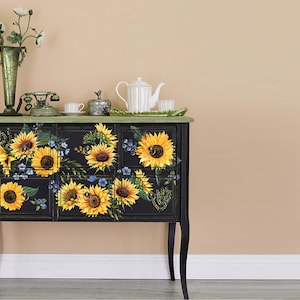 Rub On Transfers For Furniture SUNFLOWER FIELDS || ReDesign With Prima Transfer Blooming Yellow Sunflowers