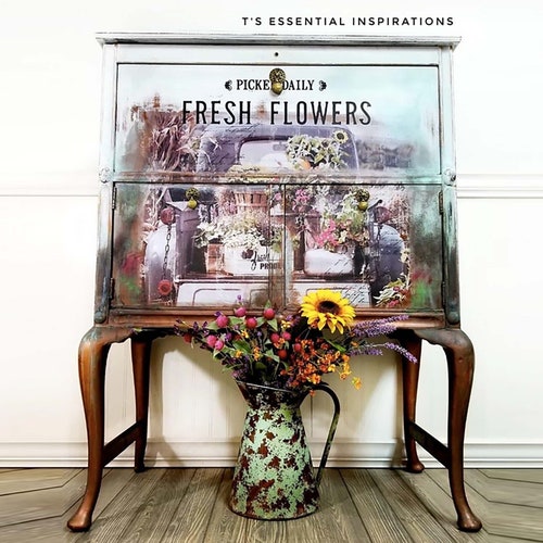 Fresh Flowers Rub On Transfers || ReDesign With Prima || 24 x 34 Inches || Upcycling Crafting Product for Furniture