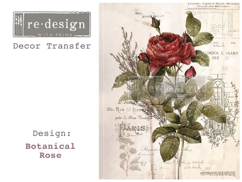 Rub On Transfers For Furniture BOTANICAL ROSE ReDesign With Etsy