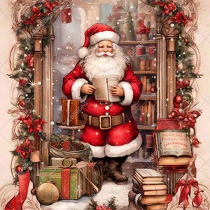 A4 Decoupage Paper for Crafting FESTIVE SANTA SCENE || Decoupage Queen || Decorative Printed Washi Rice Papers || Christmas Santa Claus