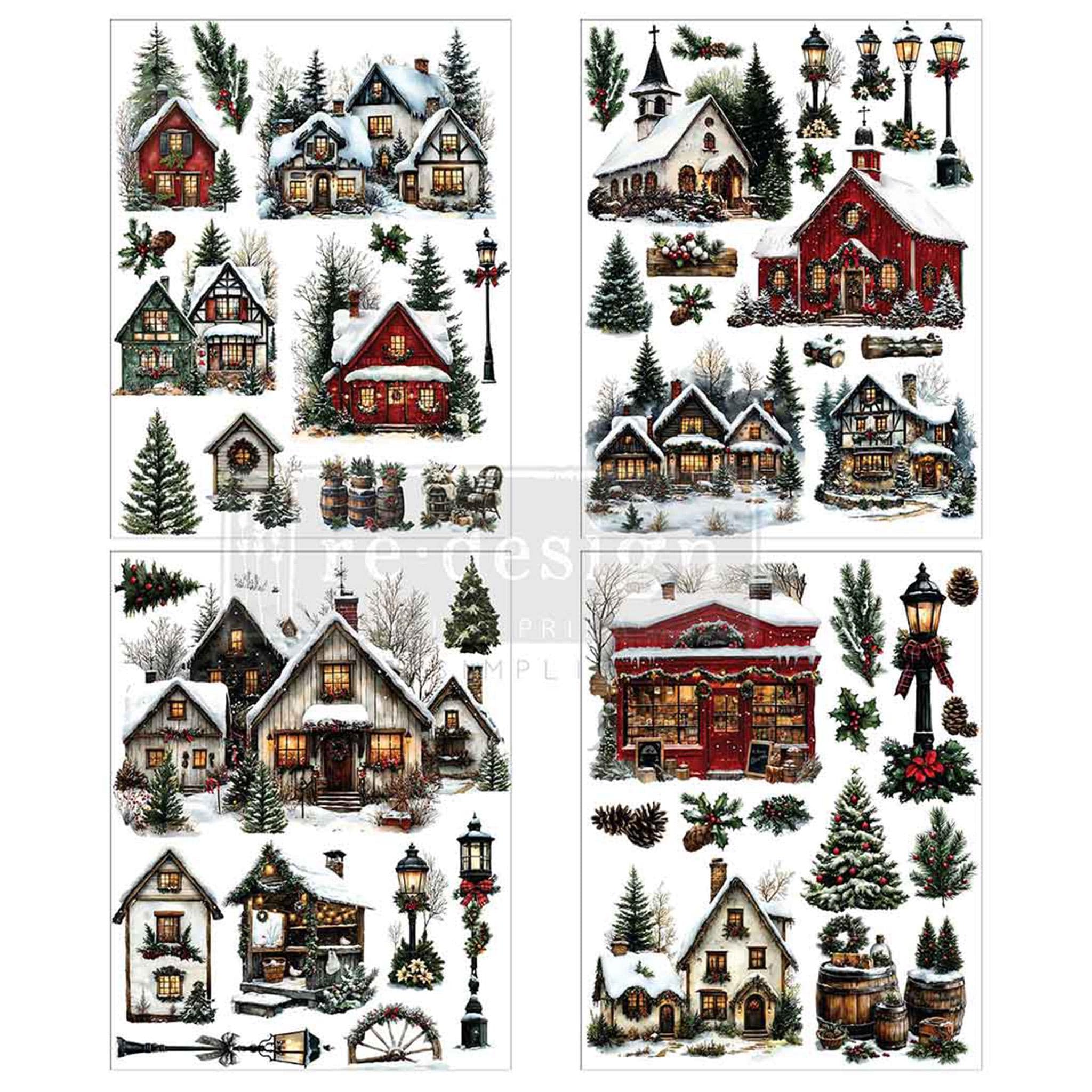 New! ReDesign with Prima - Furniture Transfers Village of Wonder - Rub On Transfers for Furniture Decals - 8.5" x 11" (3 Sheets + 1 Bonus)
