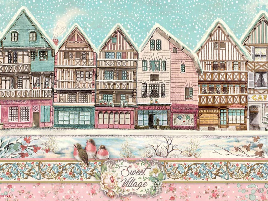 Christmas Decoupage Paper WINTER SWEET VILLAGE Stamperia Rice Paper Decoupage Decoupage Paper