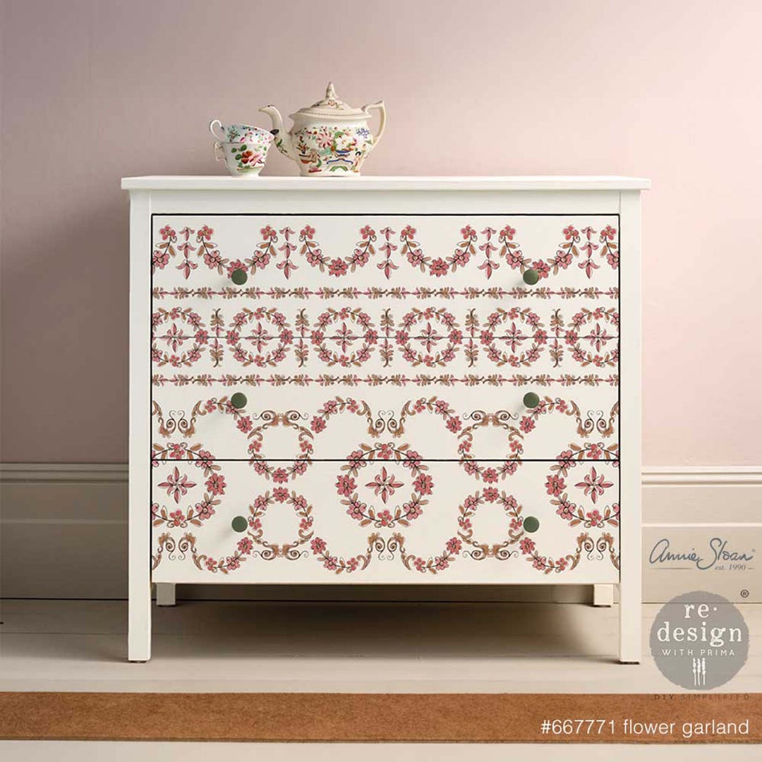 Annie Sloan FLORAL GARLAND Rub on Transfer for Furniture Redesign With