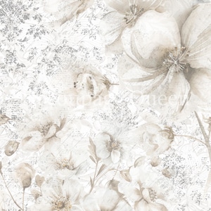 Large Decoupage Paper for Furniture DELICATE FLOWER || Size: A1 || Decoupage Queen || Printed Washi Rice Papers || Floral Flowers White