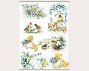 Mini Easter Greetings Decoupage Rice Paper || ITD Collection || A4 Size