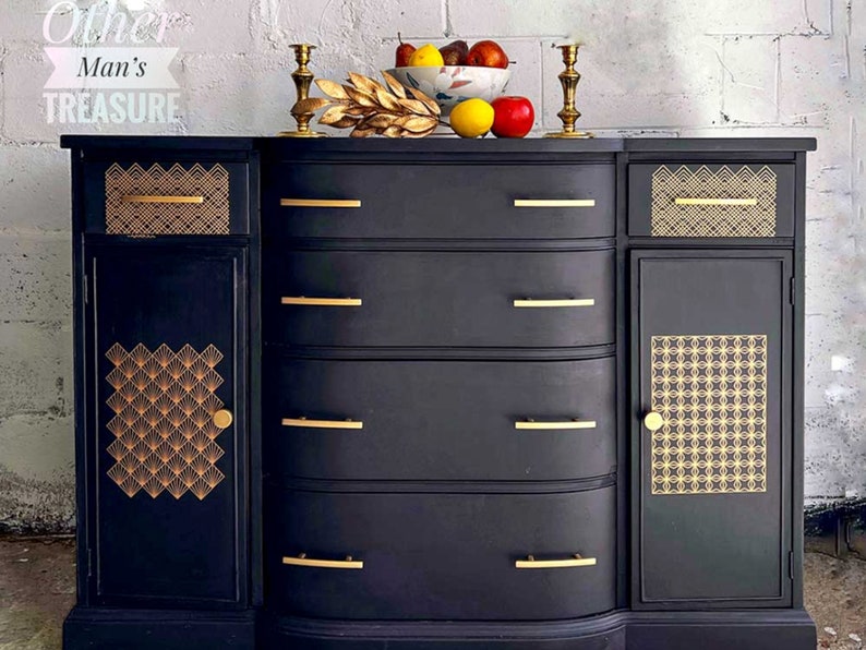 Furniture Transfer GOLDEN ART DECO Redesign With Prima Etsy