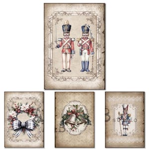 Nutcracker and Holiday Bells Decoupage Paper || AB Studio || Rice Paper Decoupage || Size: A4 || Christmas Decor Mistletoe Nutcrackers