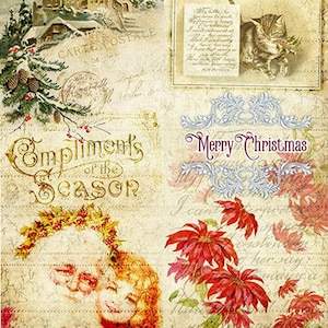 A4 Decoupage Paper for Crafting VINTAGE CHRISTMAS WISHES || Decoupage Queen || Decorative Printed Washi Rice Papers || Santa Festive Decor
