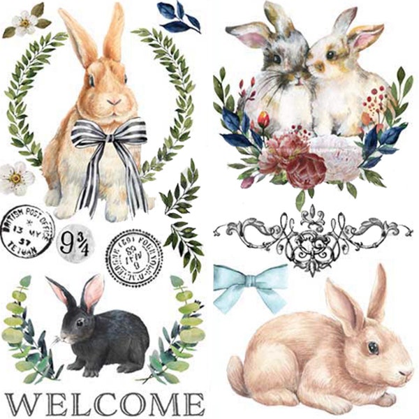 Rub On Transfer COTTONTAIL || ReDesign with Prima || Includes 3 Unique Sheets/Designs || Small Transfers Easter Bunny Crafting Scrapbook