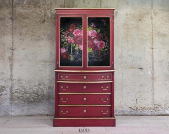 Rub On Transfers for Furniture ROYAL BURGUNDY || ReDesign with Prima Transfer || Burgundy Roses Large Furniture Transfer || 44 x 30 Inches