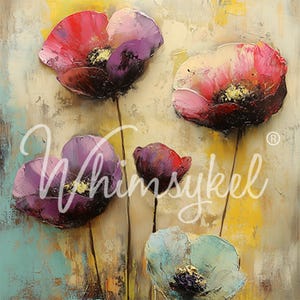 New! Large Decoupage Paper for Furniture PAINTED POPPIES || Whimsykel Designs for Furniture Painting || 21 x 29 Inches || Floral Flowers