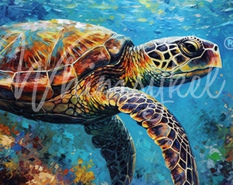 Decoupage Paper for Furniture SEYMOUR | Designs by Whimsykel | 18 lb Tissue Paper for Decoupage | Sea Turtle | 30 x 20 Inches