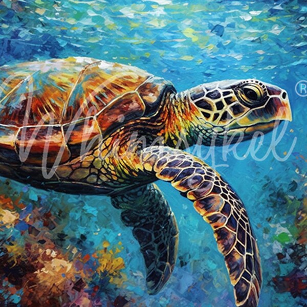 Decoupage Paper for Furniture SEYMOUR | Designs by Whimsykel | 18 lb Tissue Paper for Decoupage | Sea Turtle | 30 x 20 Inches