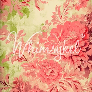 Decoupage Papers for Furniture LIMEKISSED FLOWERS || Whimsykel Designs Decoupage Tissue Papers || Large Size: 21 x 29 Inches || Pink Floral