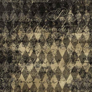 Decoupage Paper BLACK and GOLD HARLEQUIN for Small Furniture || Size: A3 || Decoupage Queen || Printed Washi Rice Papers