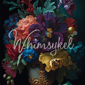 Large Decoupage Papers for Furniture OPULENT ARRANGEMENT || Designs by Whimsykel || 18 lb Tissue Paper || 21 x 29 Inches || Floral Flowers