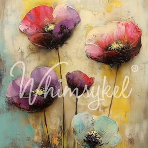 Decoupage Papers for Furniture PAINTED POPPIES || Whimsykel Designs Decoupage Tissue Papers || Large Size: 21 x 29 Inches || Floral Flowers