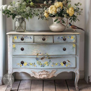 Furniture Transfers SUNLIT AVIARY || ReDesign with Prima || Floral Birds Rub on Transfers for Furniture Decals || Size: 8.5 x 11 (3 Pack)