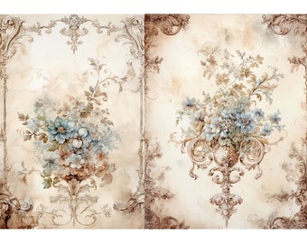 Decoupage Paper Brocante Floral Sconces || LaBlanche A4 Plus Rice Paper for Decoupage || Vintage Romantic || Limited Edition