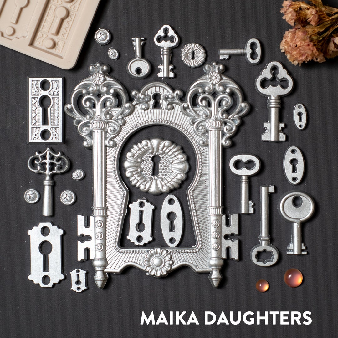 3D Silicone Mold LOCKS and KEYS Finnabair Molds Resin Etsy