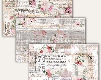 Large Decoupage Paper for Furniture SHABBY CHIC || ReDesign with Prima || 19x30 Tissue Paper for Decoupage (Pack of 3) || Limited Edition