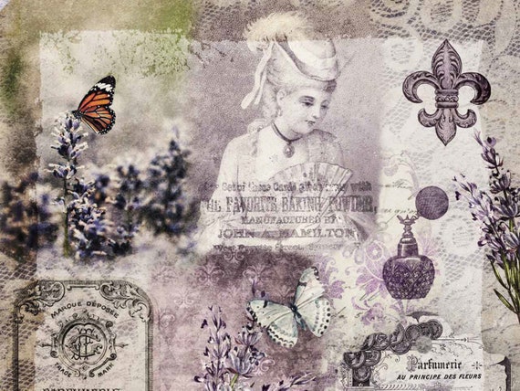 Vintage Lavender Scrapbook Paper, Decoupage Queen, 24 Designs – My