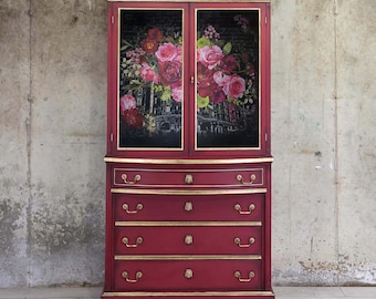 Rub On Transfers For Furniture, Furniture Decals, ReDesign With Prima Transfers, ROYAL BURGUNDY, Rose Furniture Transfers, 44 x 30