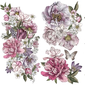 ReDesign with Prima Rub On Transfers for Furniture || DREAMY FLORALS Flowers || Includes 3 Sheets (3 Unique Designs) || Small Prima Transfer