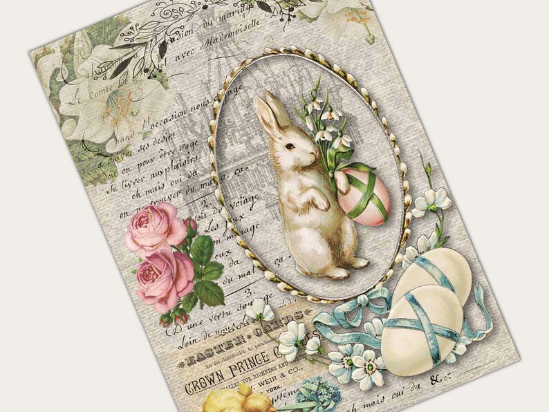 Nancy's Spring Bunny Decoupage Rice Paper Decoupage Etsy