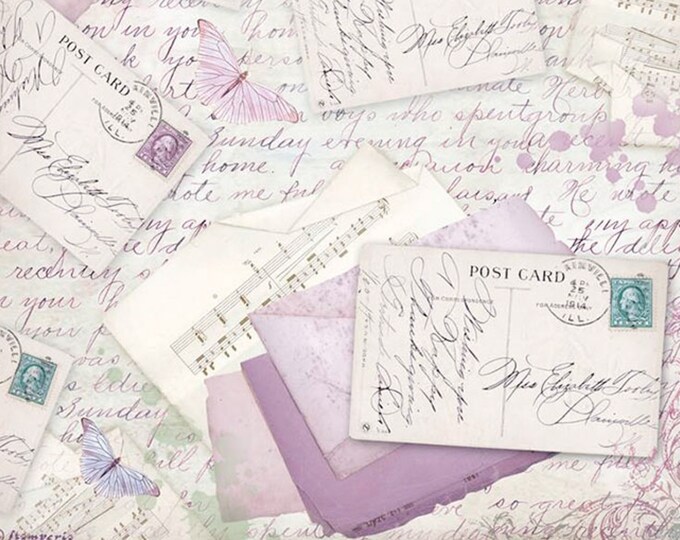 A4 Decoupage Rice Paper LETTERS Provence Collection Stamperia Rice